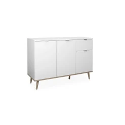 Buffet blanc 3 portes 1 tiroir style scandinave ALVA