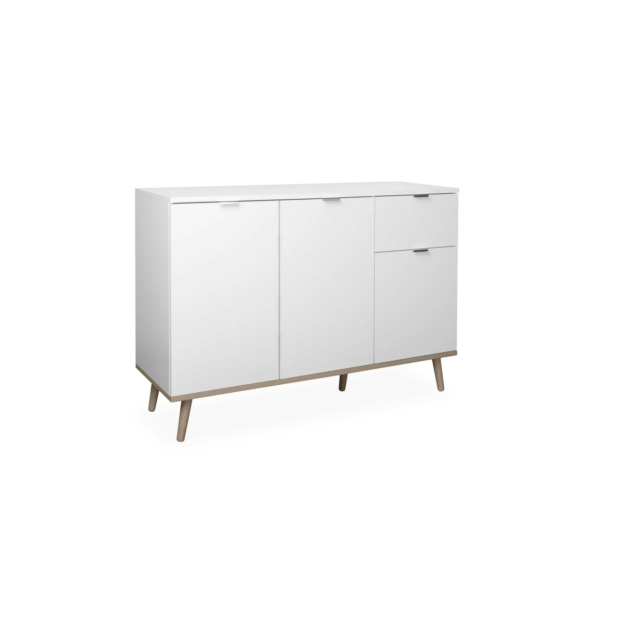 Buffet blanc 3 portes 1 tiroir style scandinave ALVA