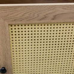Buffet bohème effet bois, 2 portes en cannage VAREN