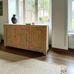 Buffet bois exotique hévéa 160cm HELENA