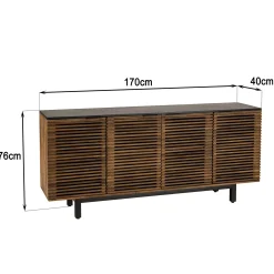 Buffet bois exotique 4 portes ajourées KANHA