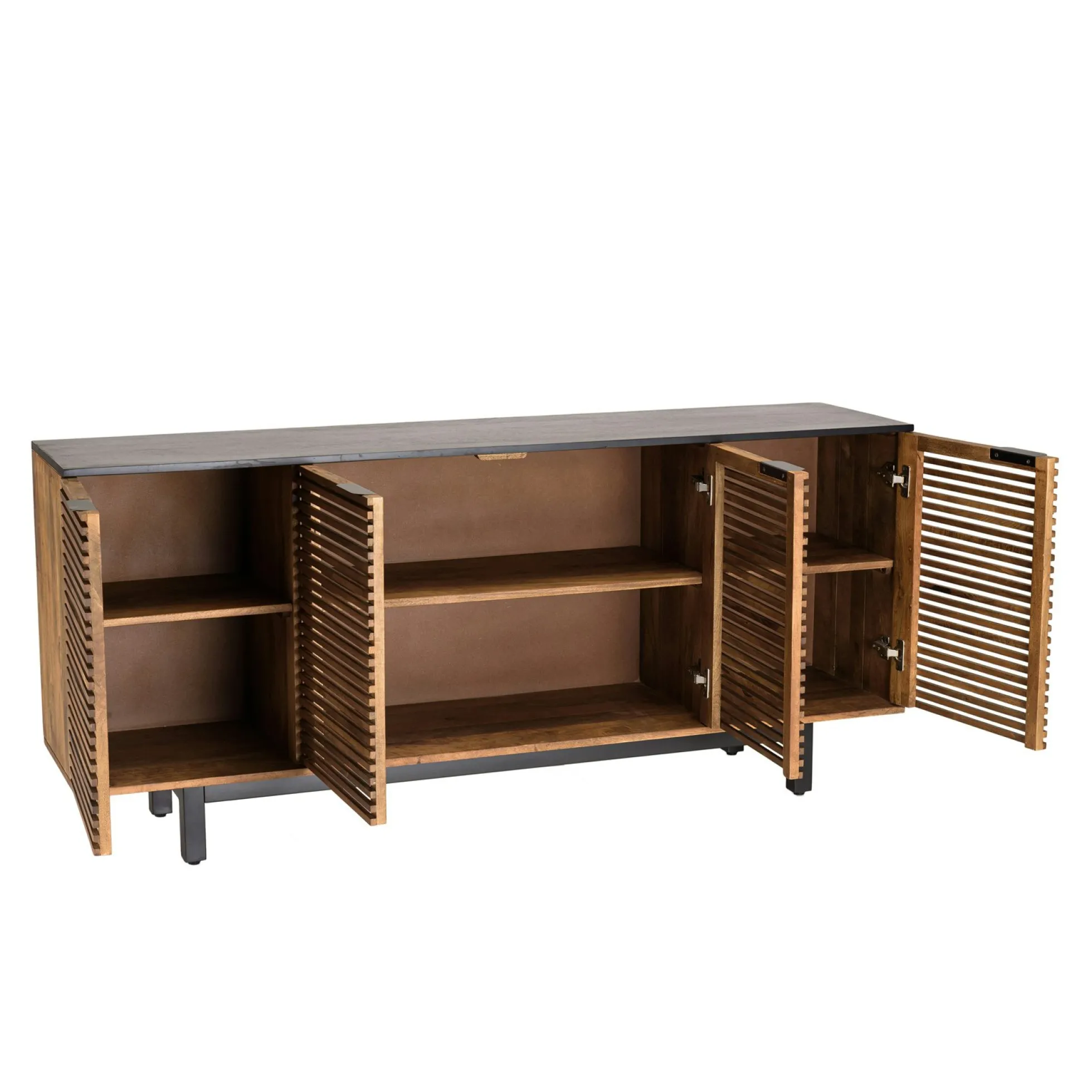 Buffet bois exotique 4 portes ajourées KANHA