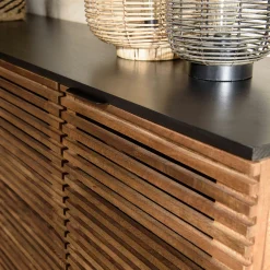 Buffet bois exotique 4 portes ajourées KANHA