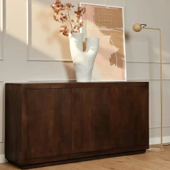 Buffet bois foncé 3 portes style minimaliste MONTARO