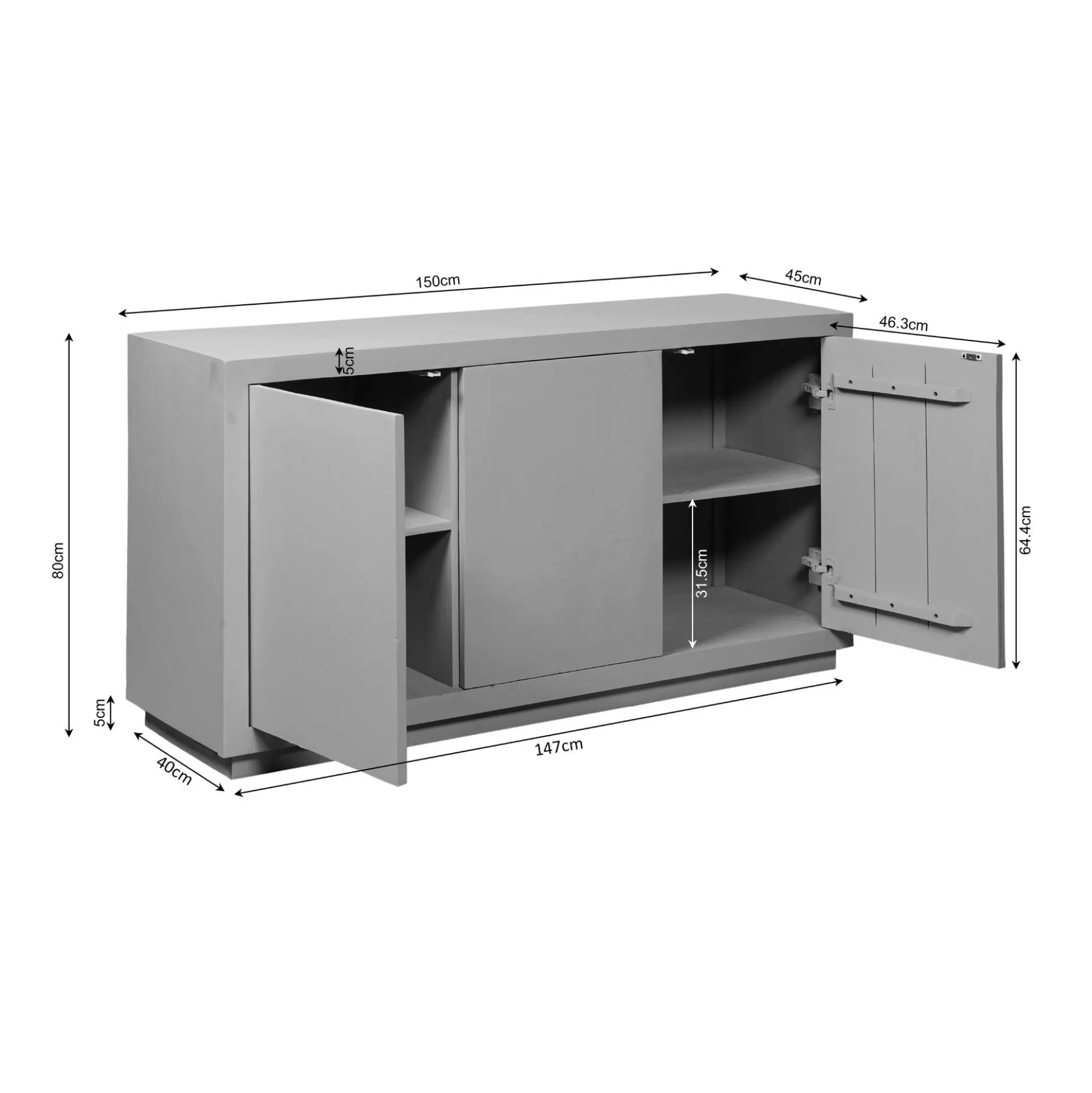 Buffet bois foncé 3 portes style minimaliste MONTARO