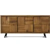 Buffet bois motif damier 3 portes 176 cm OKA