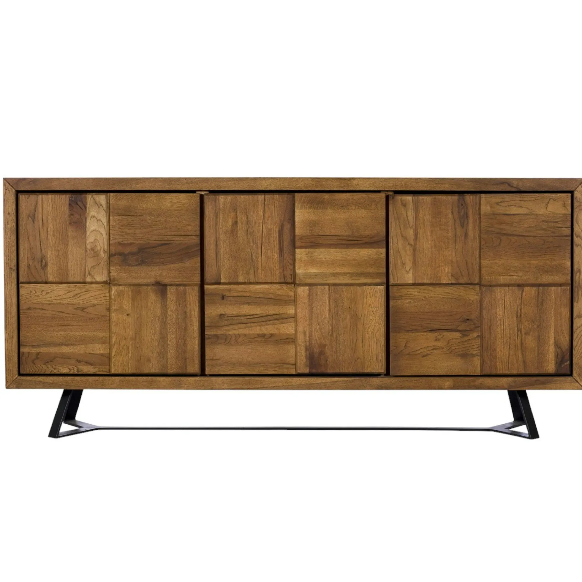 Buffet bois motif damier 3 portes 176 cm OKA