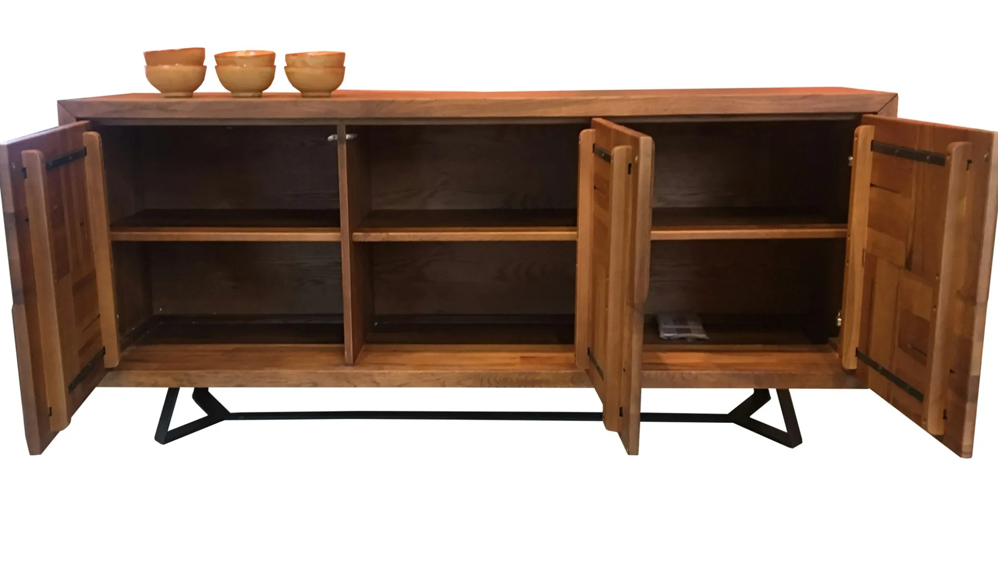 Buffet bois motif damier 3 portes 176 cm OKA