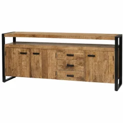 Buffet bois métal 3 portes double plateau KARGO
