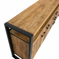 Buffet bois métal 3 portes double plateau KARGO