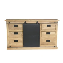 Buffet bois métal style atelier à portes coulissantes 160 cm CAMDEN
