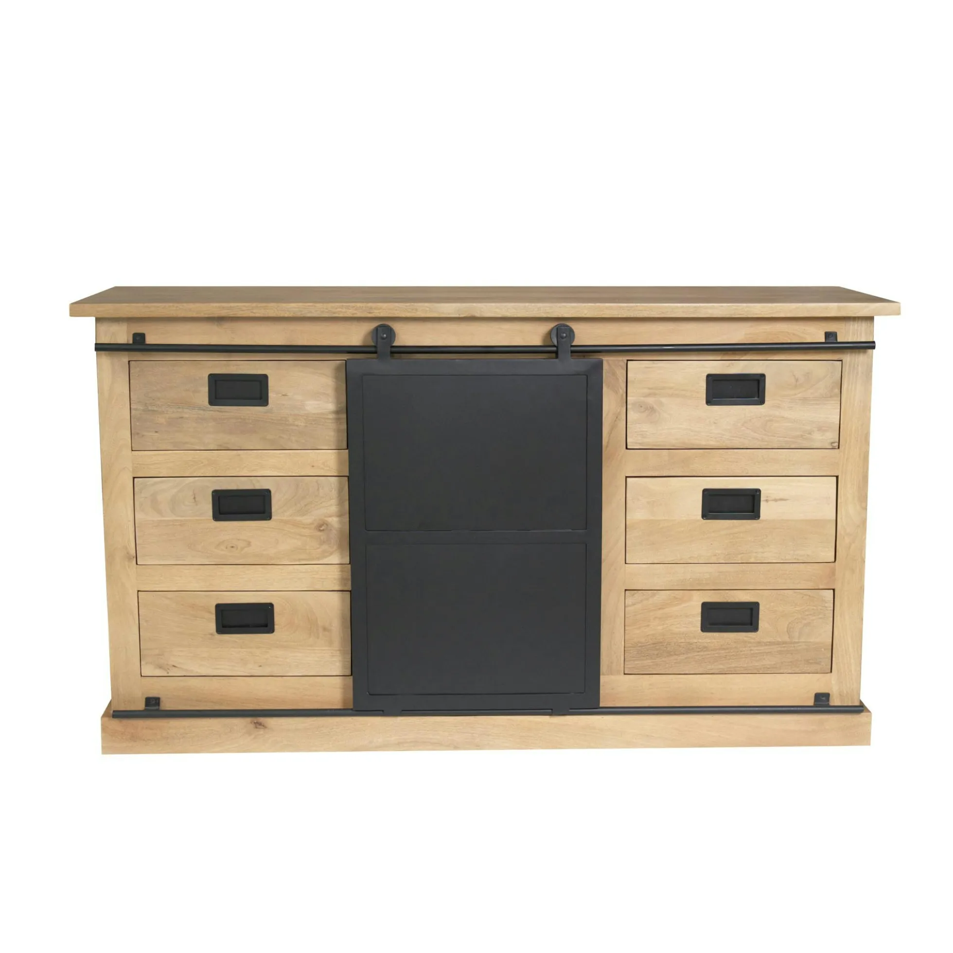 Buffet bois métal style atelier à portes coulissantes 160 cm CAMDEN