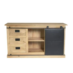 Buffet bois métal style atelier à portes coulissantes 160 cm CAMDEN
