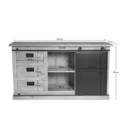 Buffet bois métal style atelier à portes coulissantes 160 cm CAMDEN