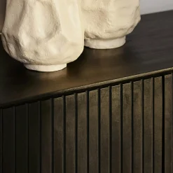 Buffet bois noir 4 portes rainurées 210 cm CORTINA