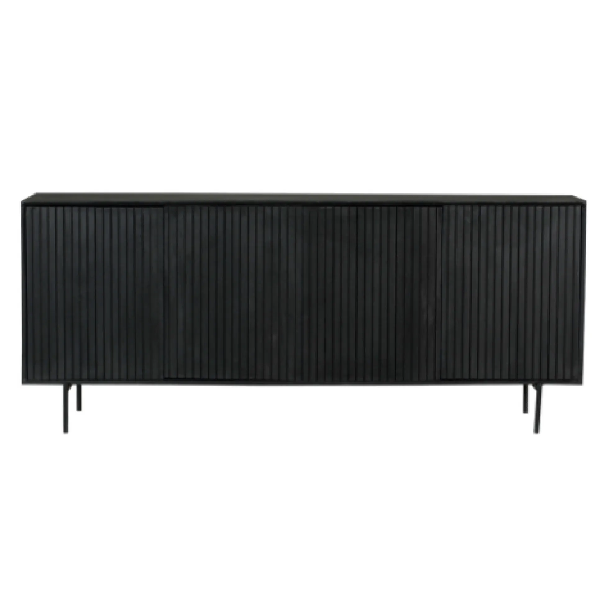 Buffet bois noir 4 portes rainurées 210 cm CORTINA