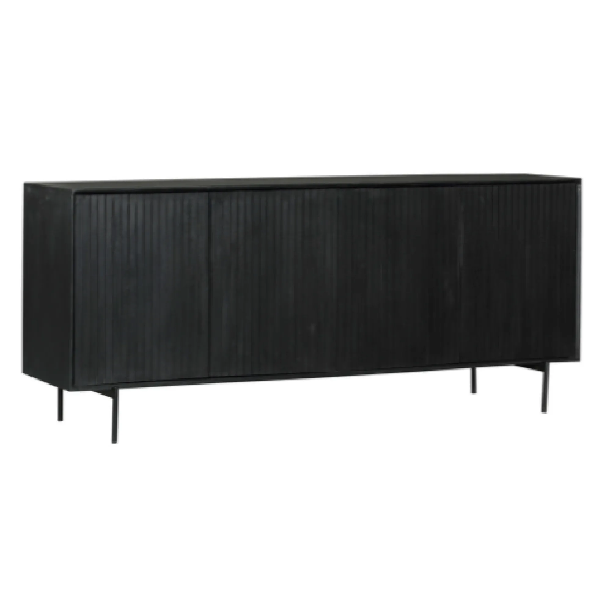 Buffet bois noir 4 portes rainurées 210 cm CORTINA