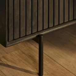 Buffet bois noir 3 portes rainurées 165 cm CORTINA