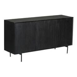 Buffet bois noir 3 portes rainurées 165 cm CORTINA