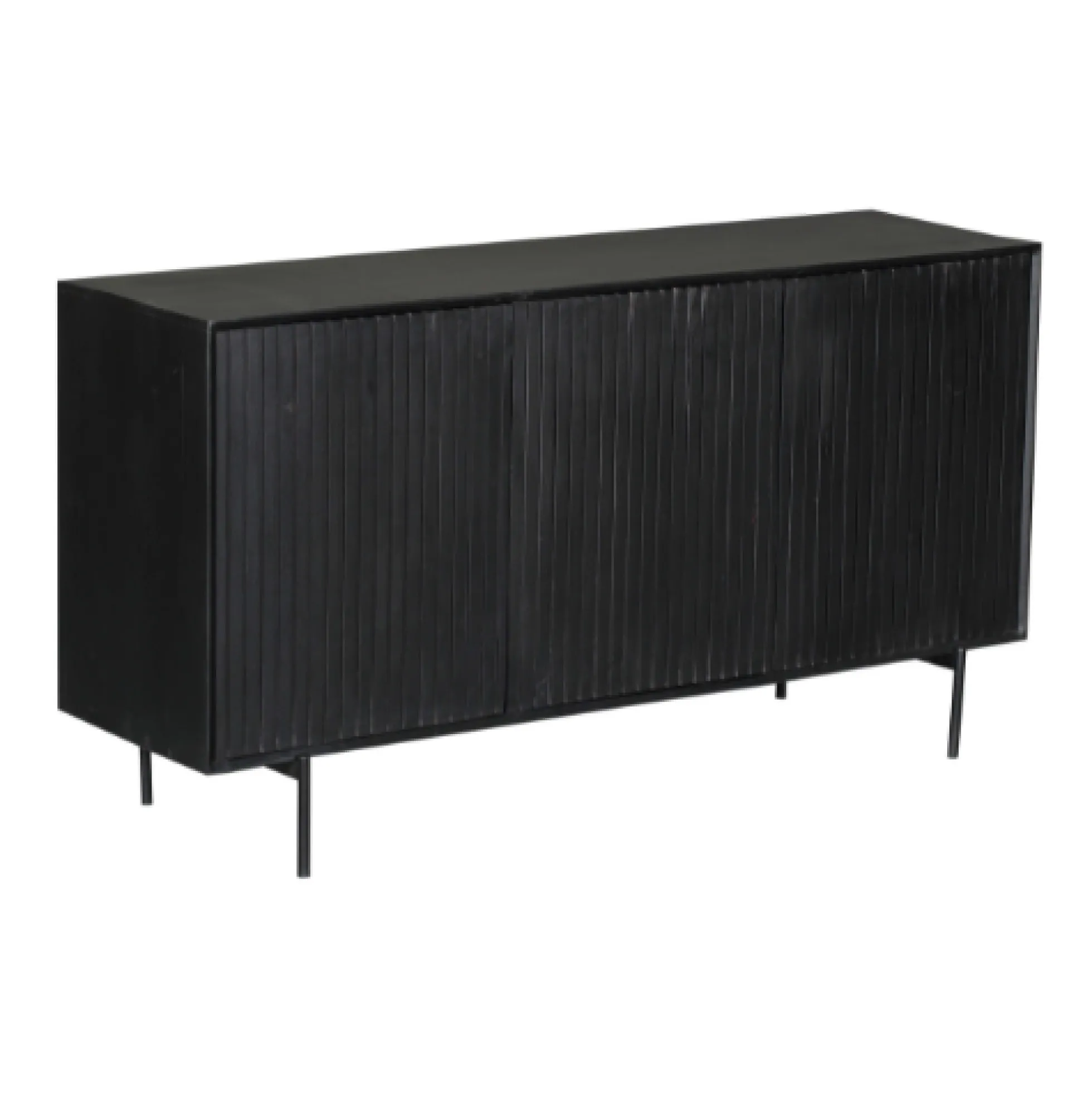 Buffet bois noir 3 portes rainurées 165 cm CORTINA