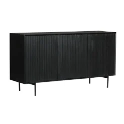 Buffet bois noir 3 portes rainurées 165 cm CORTINA