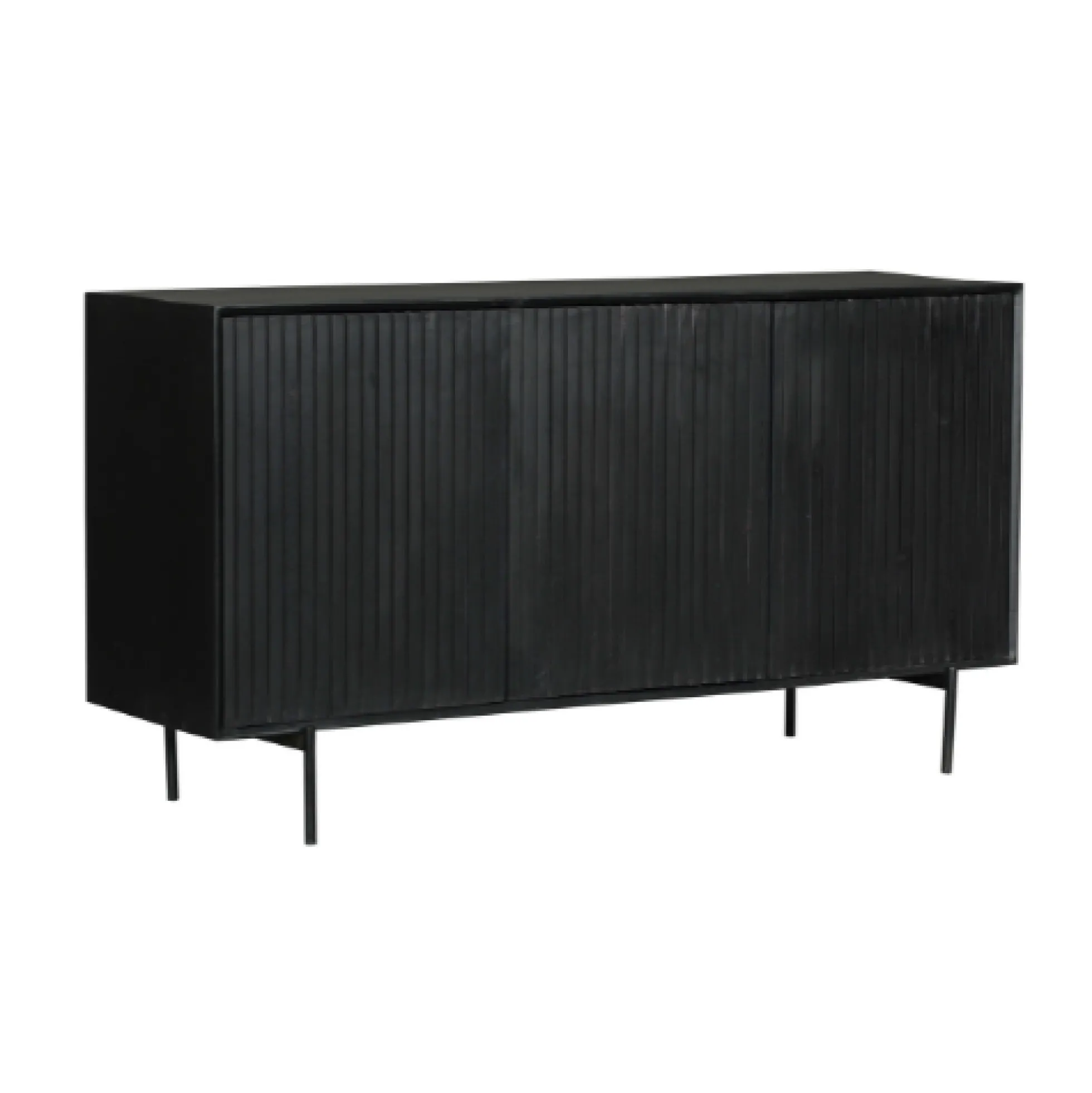 Buffet bois noir 3 portes rainurées 165 cm CORTINA
