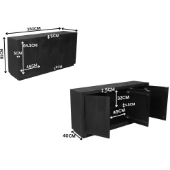 Buffet bois noir 3 portes style minimaliste MONTARO
