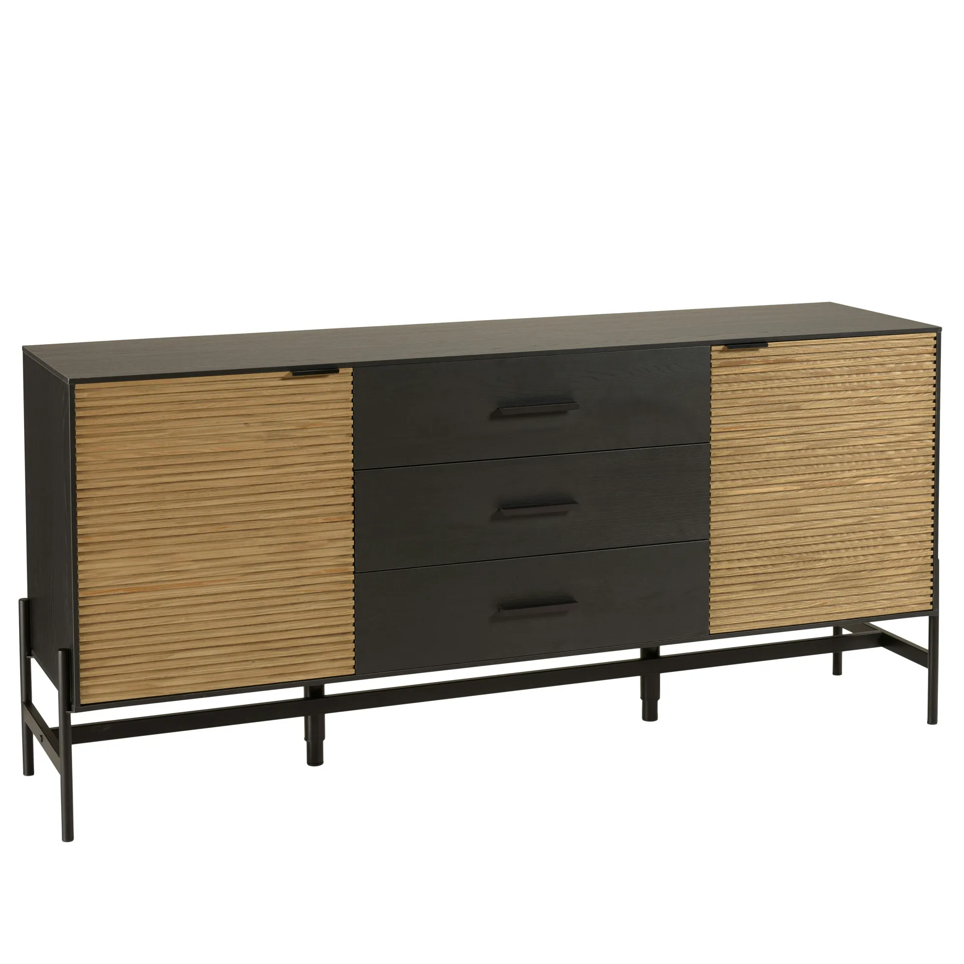 Buffet bois noir 3 tiroirs 2 portes en pin ALMEIRA