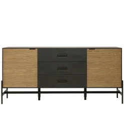 Buffet bois noir 3 tiroirs 2 portes en pin ALMEIRA