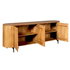 Buffet bois rainuré ovale 4 portes CALERO