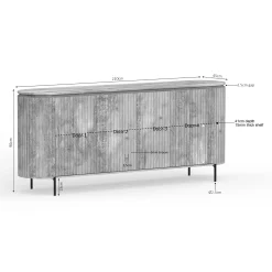 Buffet bois rainuré ovale 4 portes CALERO