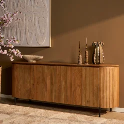 Buffet bois rainuré ovale 4 portes CALERO