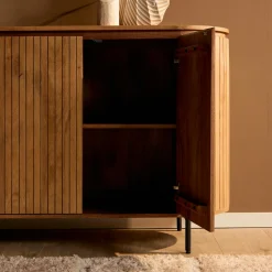 Buffet bois rainuré ovale 3 portes CALERO
