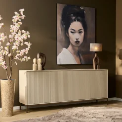 Buffet bois sable 4 portes rainurées 210 cm CORTINA