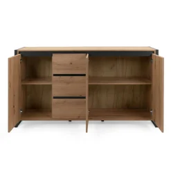 Buffet campagne 3 portes 3 tiroirs effet chêne 160 cm ALVA