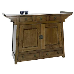 Buffet Chinois Hévéa 2 portes, 5 tiroirs 125x45x90cm MAORI