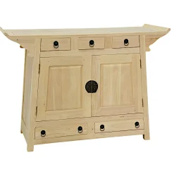 Buffet Chinois Hévéa 2 portes, 5 tiroirs 125x45x90cm MAORI