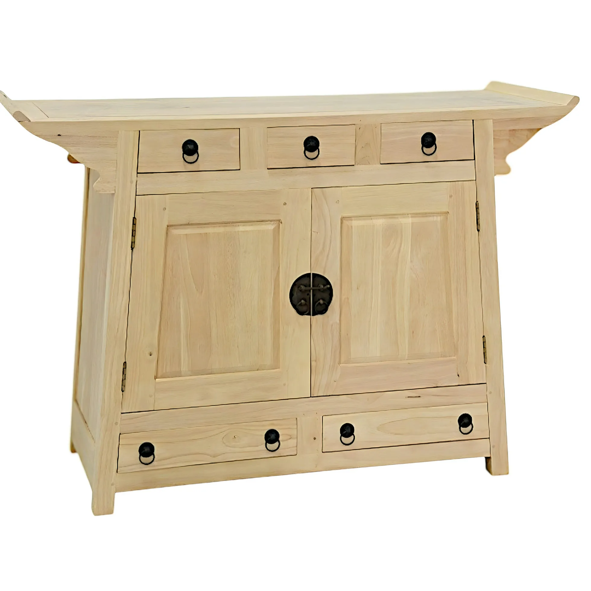Buffet Chinois Hévéa 2 portes, 5 tiroirs 125x45x90cm MAORI