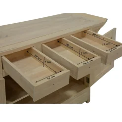 Buffet Chinois Hévéa 2 portes, 5 tiroirs 125x45x90cm MAORI