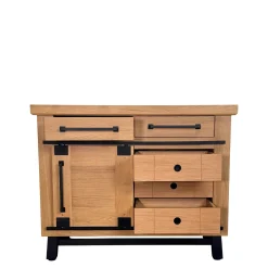 Buffet chêne clair 1 porte coulissante 5 tiroirs ALPINE