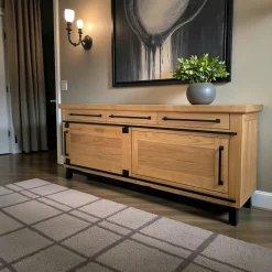 Buffet chêne clair à portes coulissantes 225 cm ALPINE