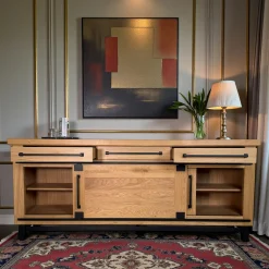Buffet chêne clair à portes coulissantes 225 cm ALPINE