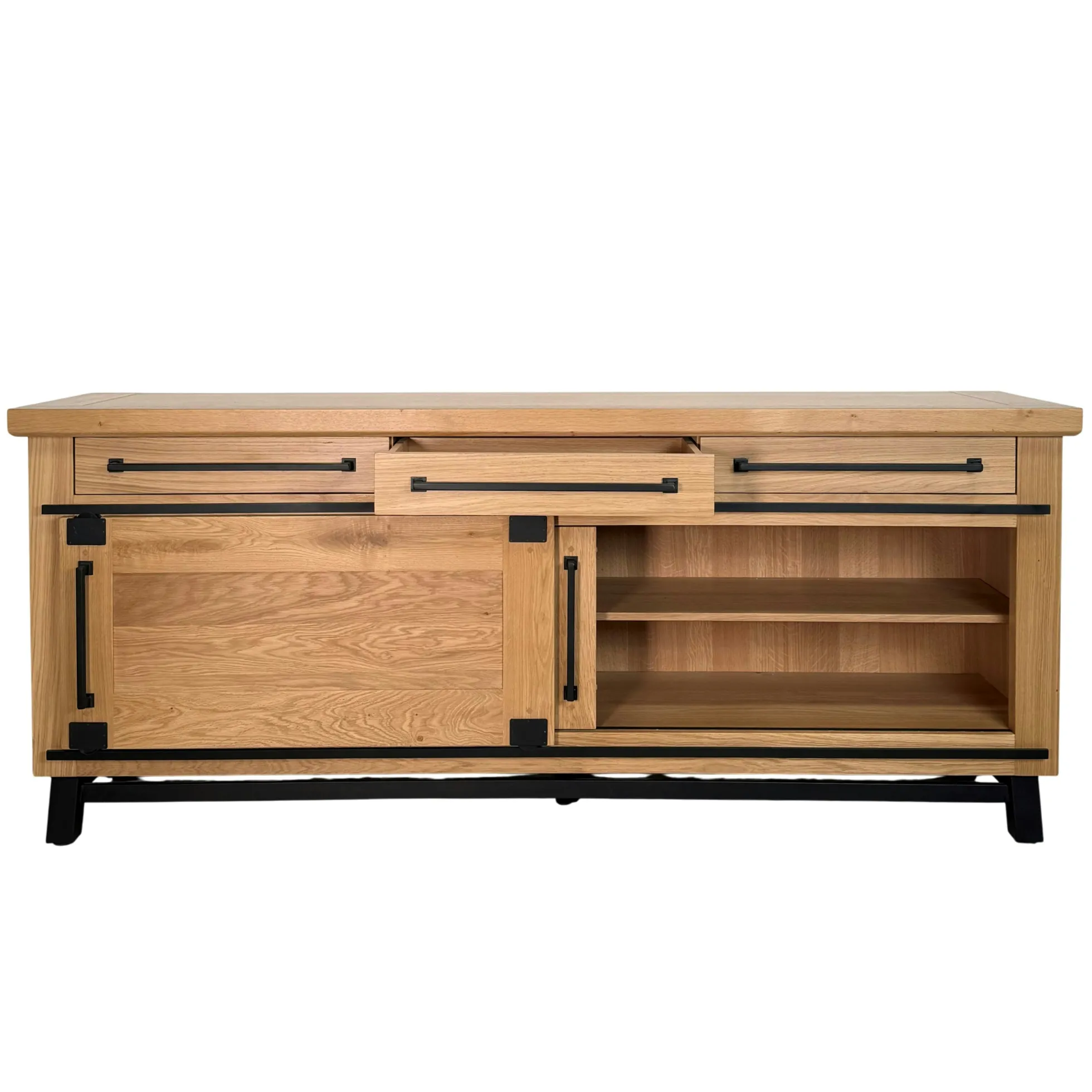 Buffet chêne clair à portes coulissantes 225 cm ALPINE