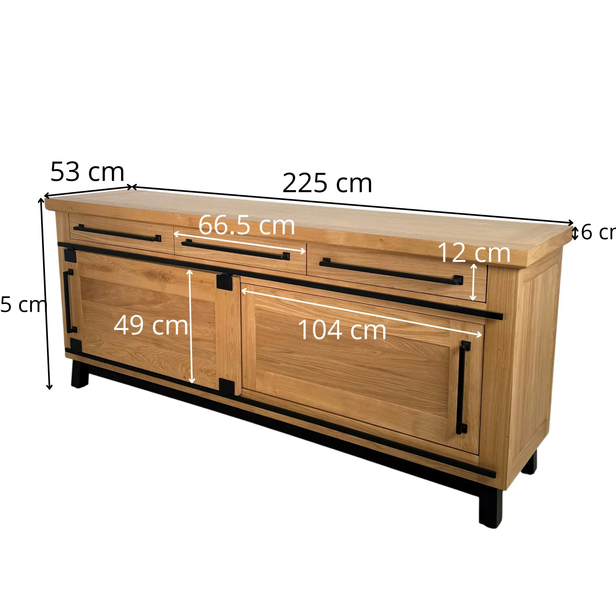 Buffet chêne clair à portes coulissantes 225 cm ALPINE