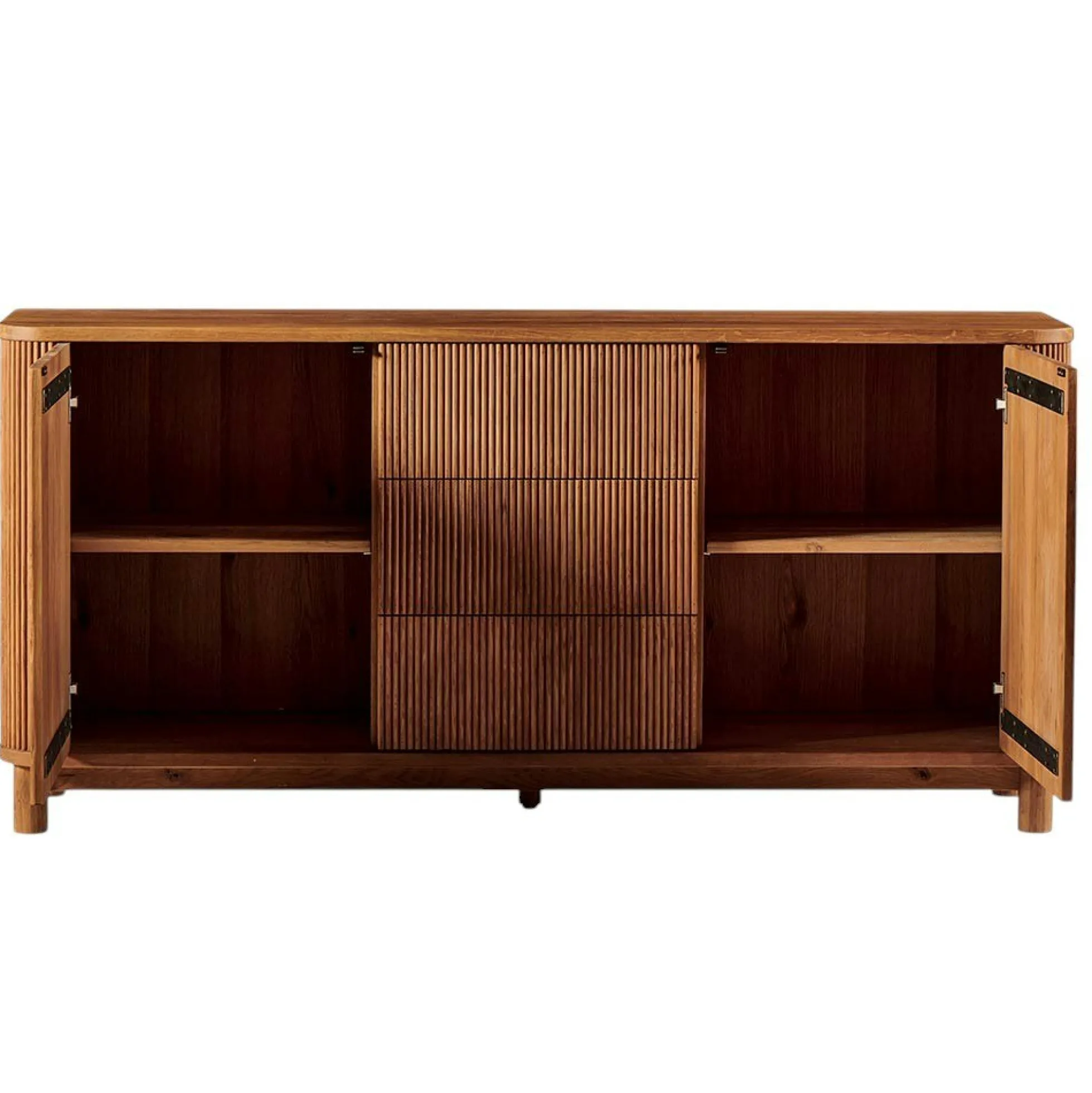 Buffet chêne rainuré moderne 2 portes 3 tiroirs IENA