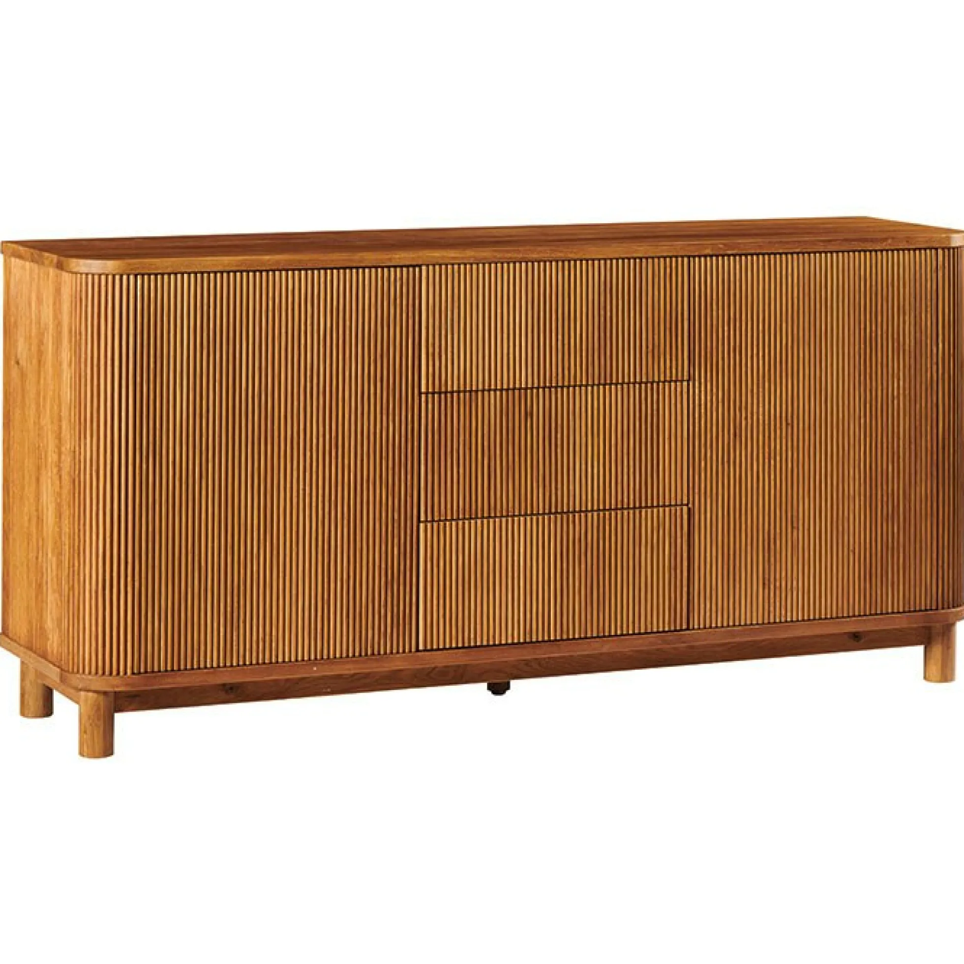 Buffet chêne rainuré moderne 2 portes 3 tiroirs IENA