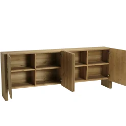 Buffet 213 cm couleur naturelle 4 portes design arrondi VELAR