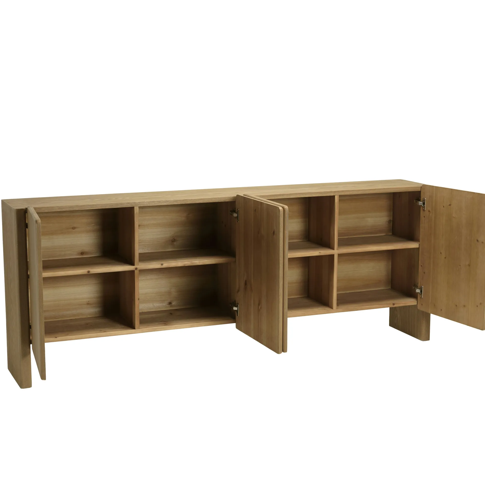 Buffet 213 cm couleur naturelle 4 portes design arrondi VELAR