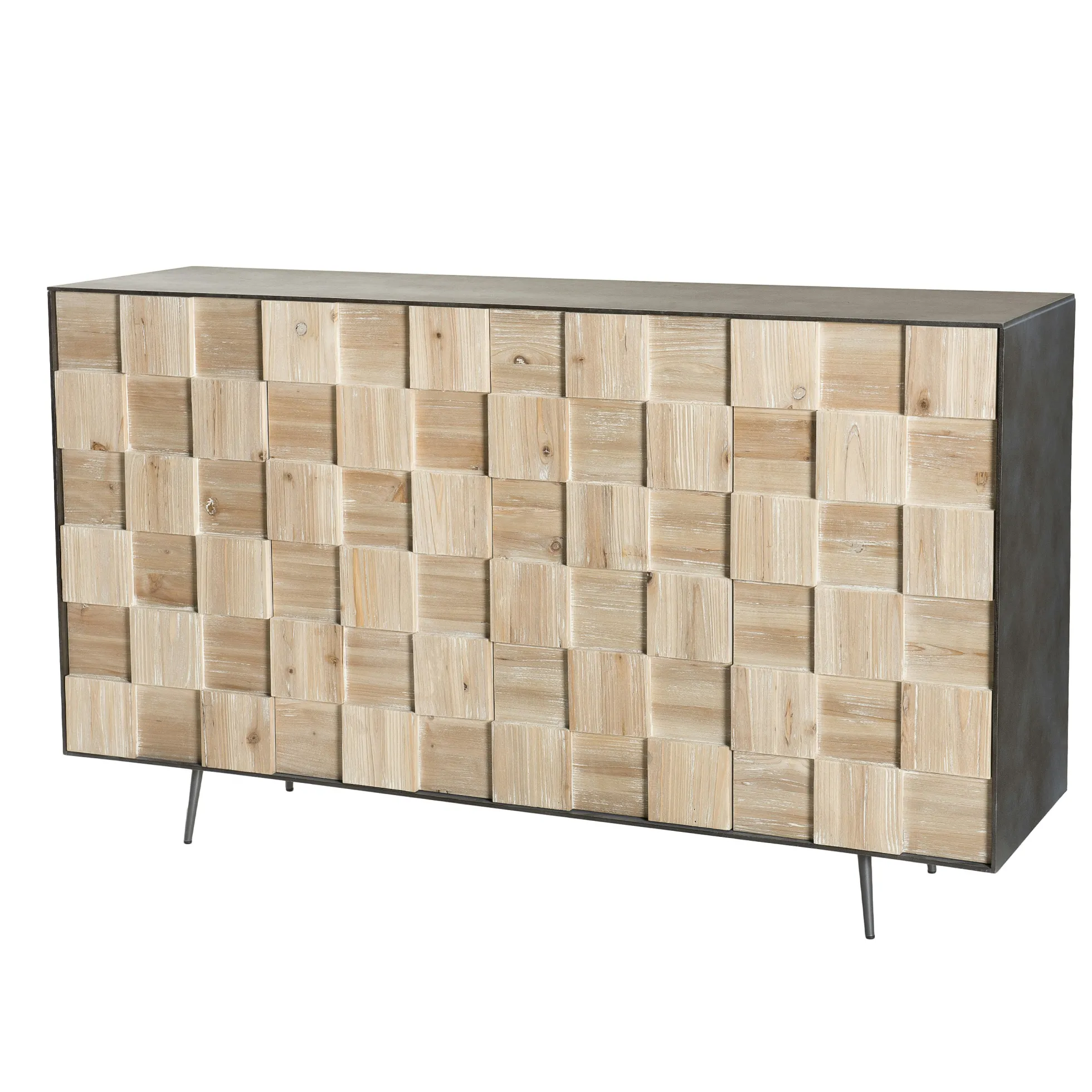 Buffet contemporain bois de sapin damier CARPATES