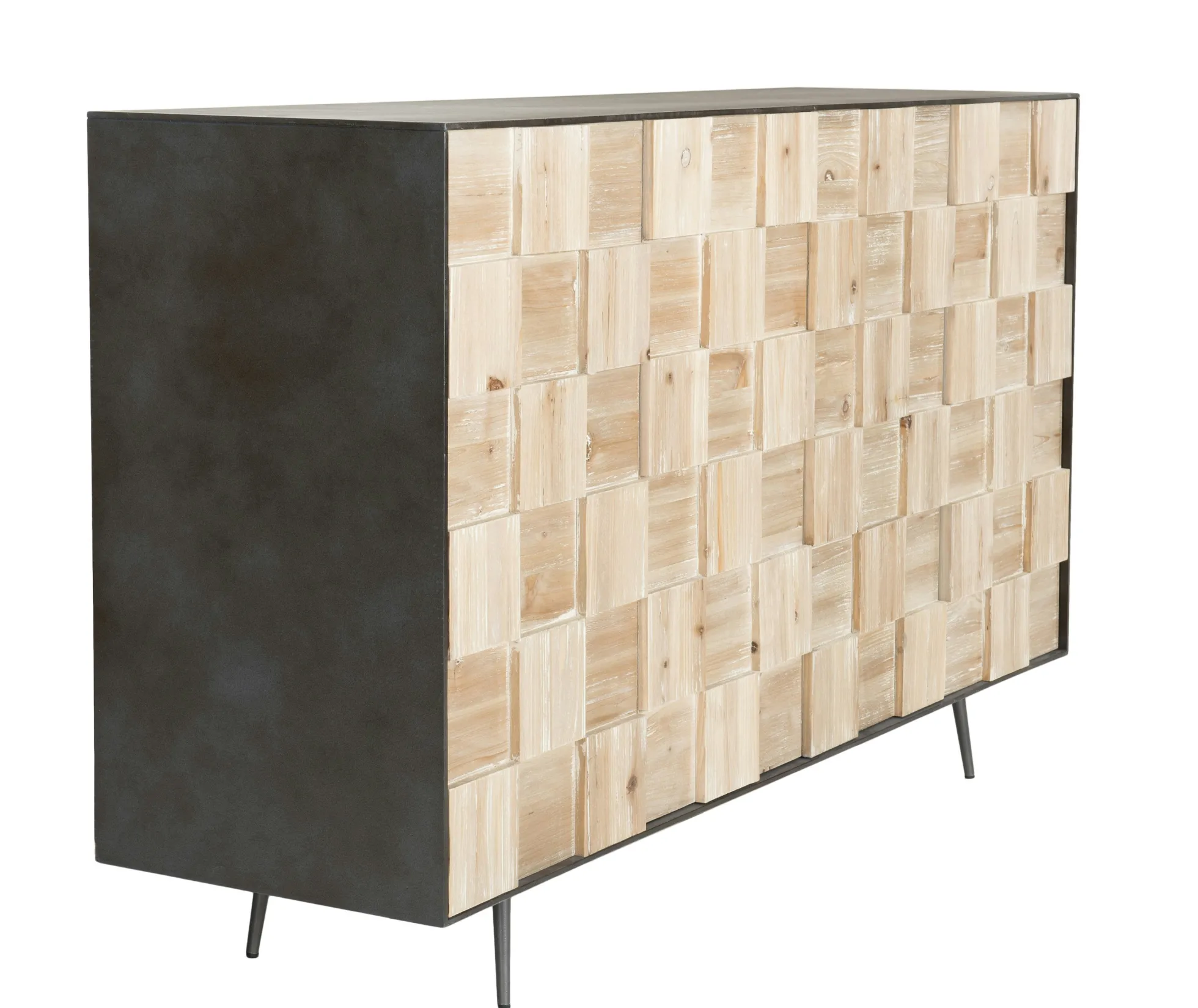 Buffet contemporain bois de sapin damier CARPATES